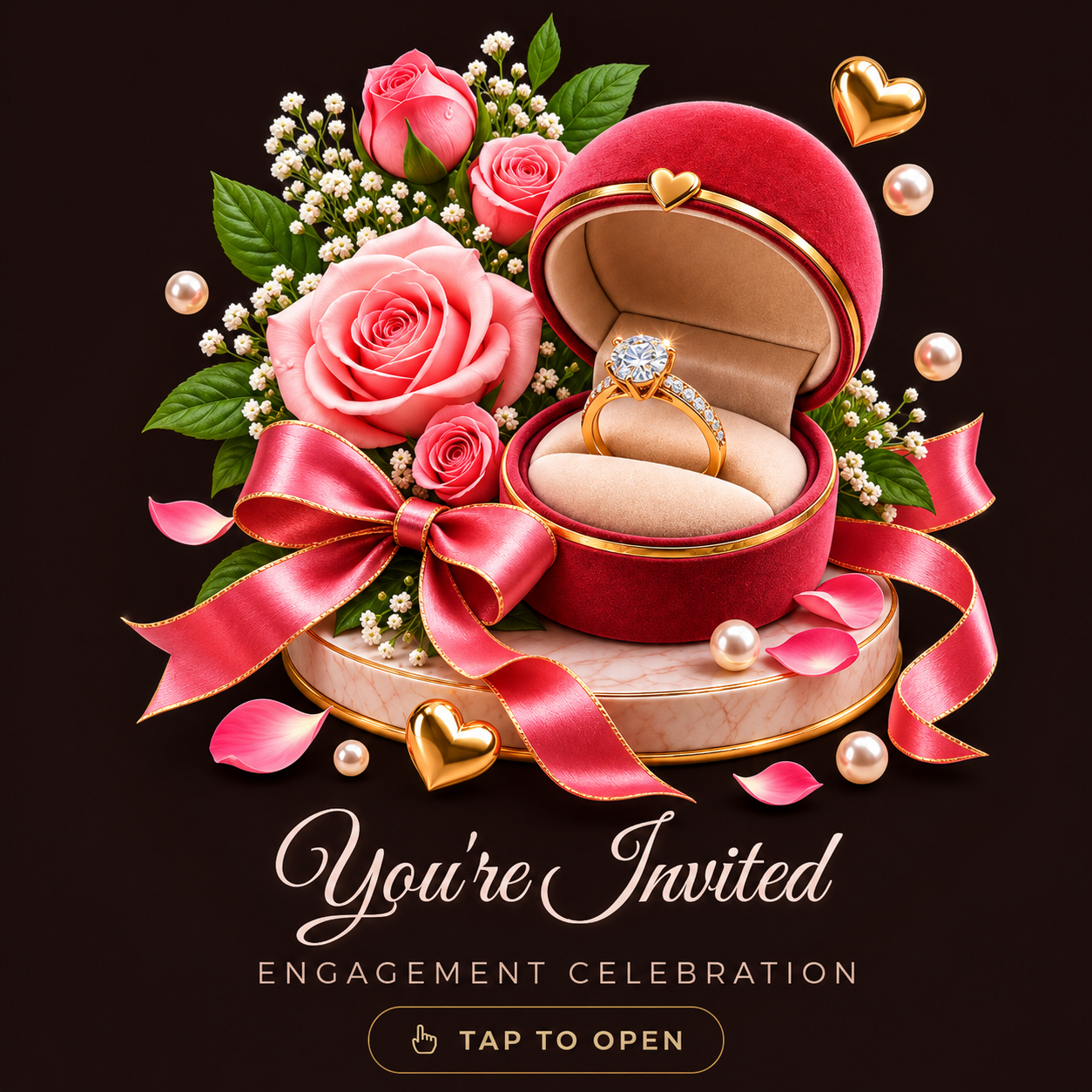 Digital Engagement Invitation Card – Velvet Ring Promise Editable E-Invite
