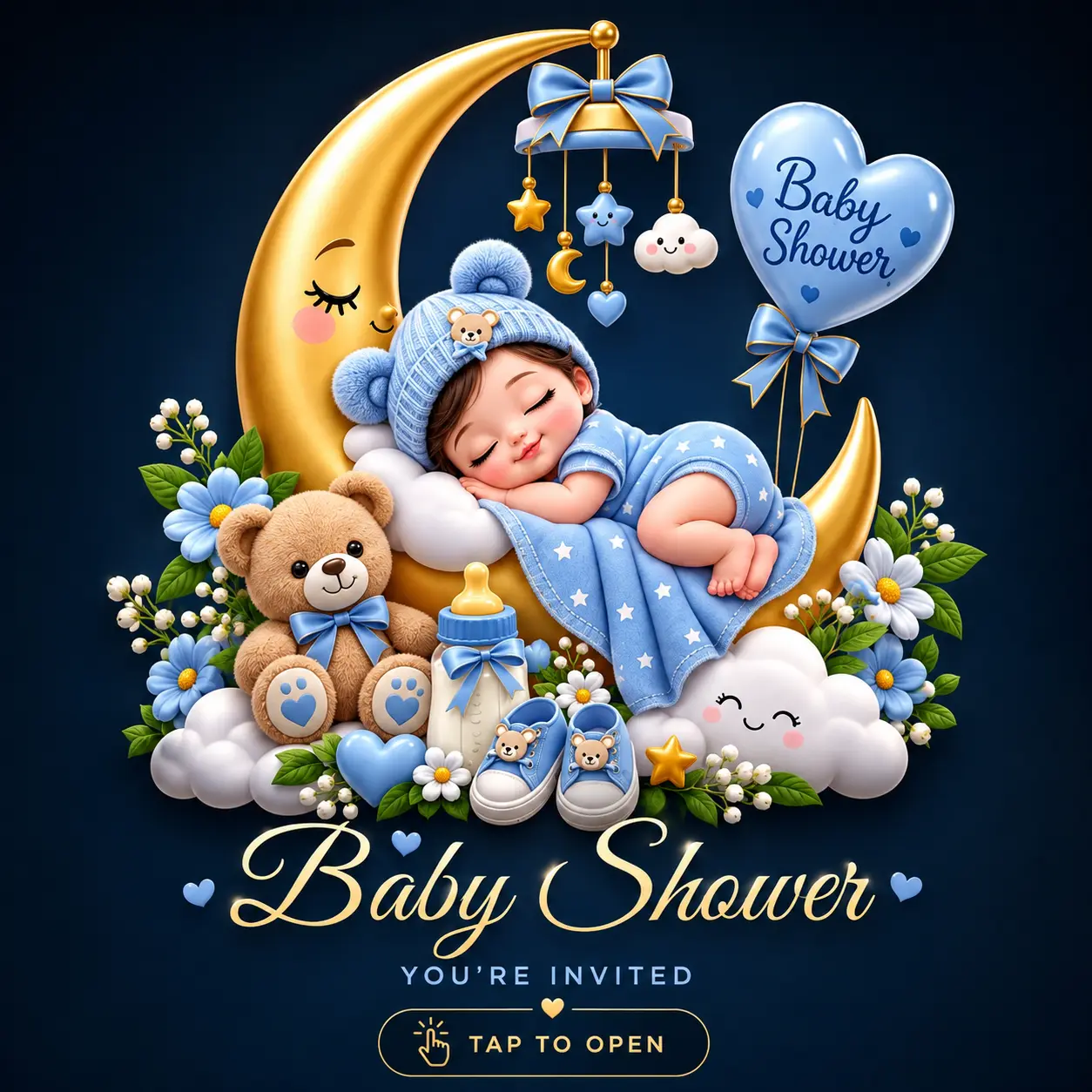 Moonlit Dream Digital Baby Shower Invitation Card