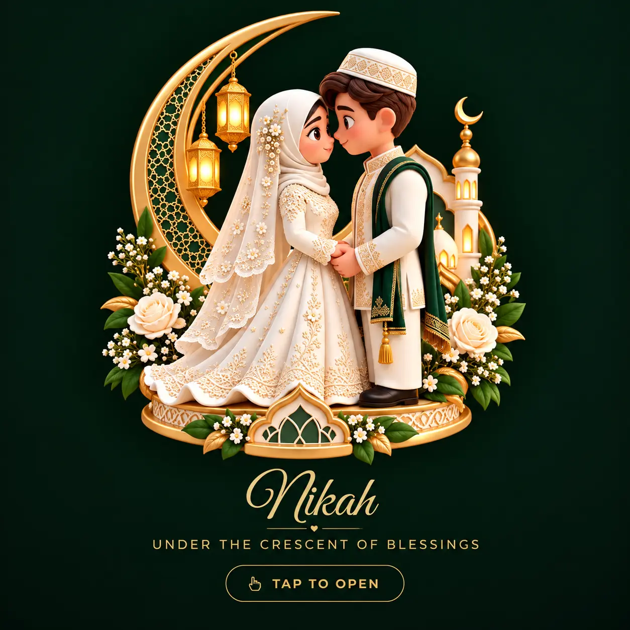 Crescent Noor Digital Muslim Nikah Invitation Card