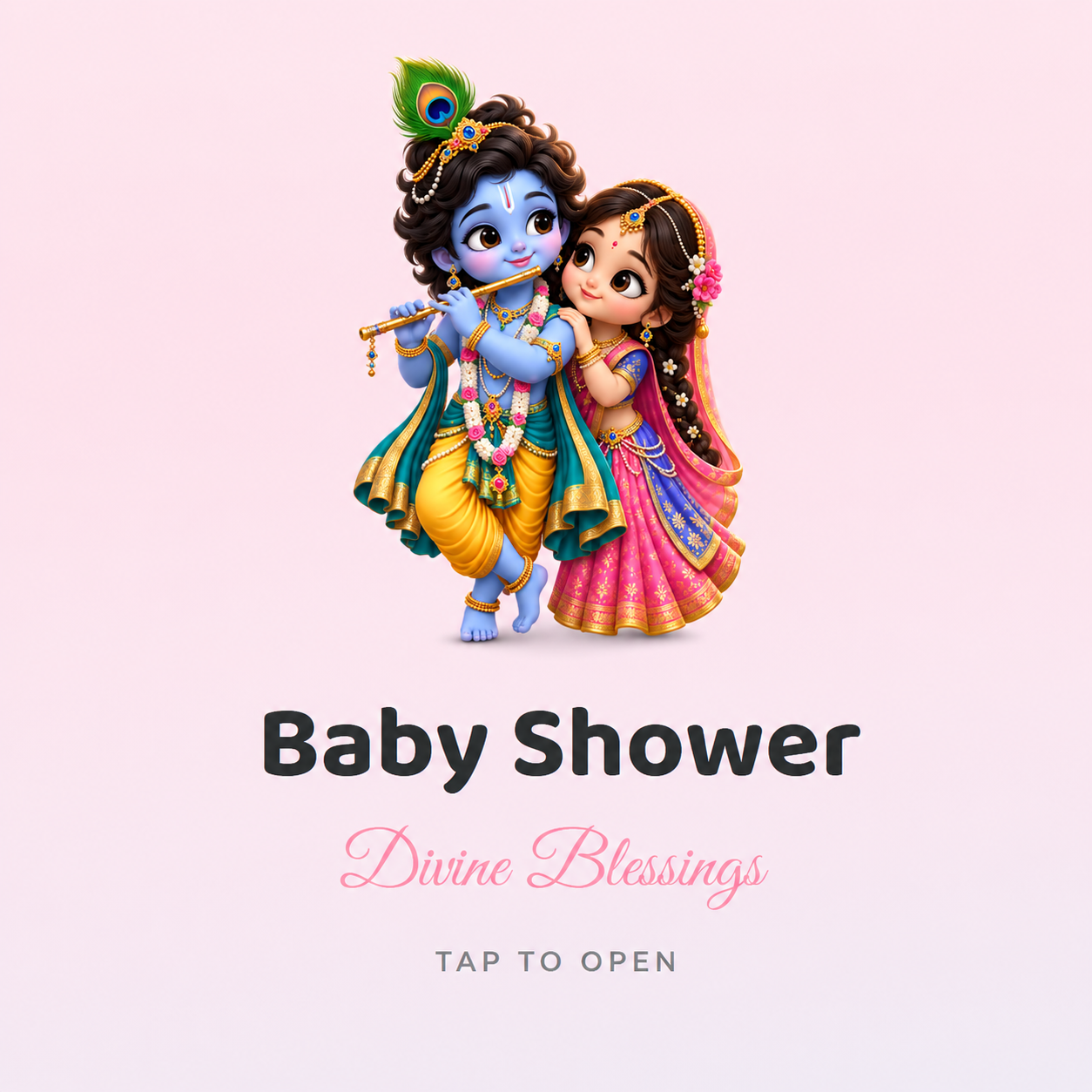 Radha Krishna Divine Blessing Digital Baby Shower Invitation