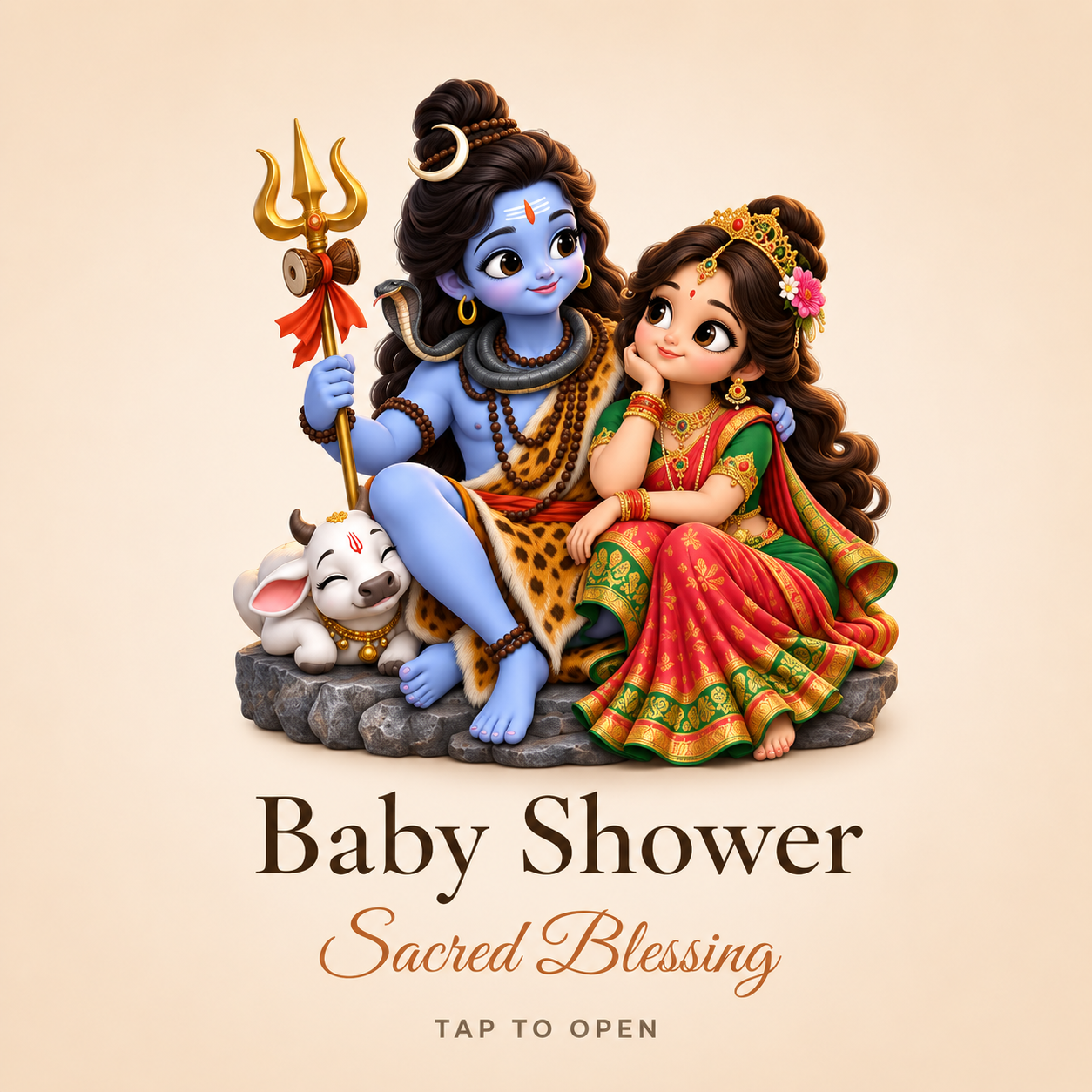 Shiv Parvati Sacred Digital Baby Shower Invitation Card