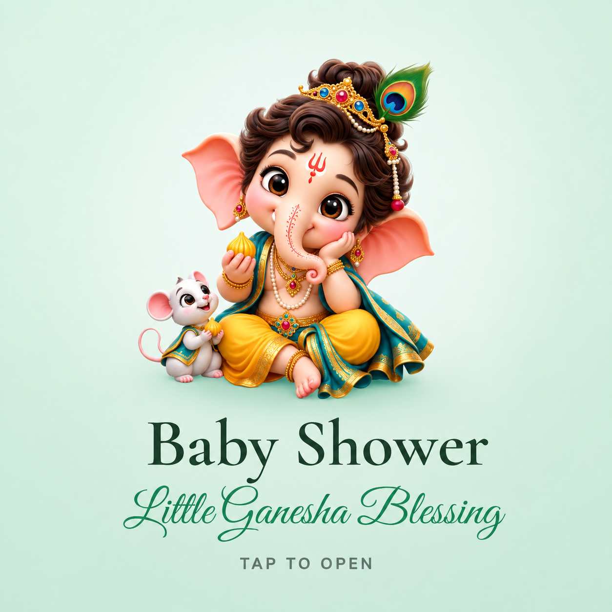 Little Ganesha Blessing Digital Baby Shower Invitation Card